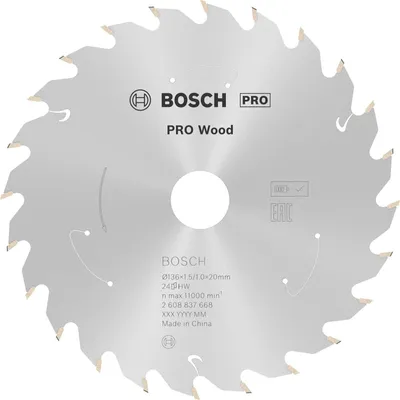 Productafbeelding van BOSCH 2608837668 BOSCH PRO Wood Kreissägeblatt 136,0 mm, 24 Zähne