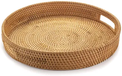 Produktbild von Servierplatte aus Rattan mit Handgriffen - 34 cm