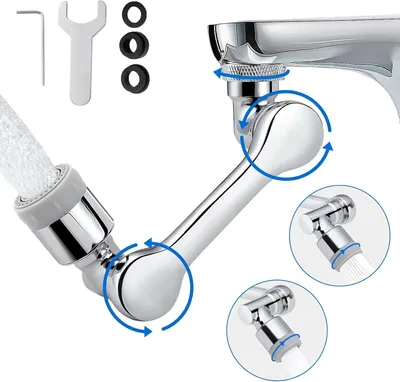 Produktbild von Küchenarmatur Extender, Wasserhahnverlängerung für Waschbecken, 1080° drehbar, 2 Wasserauslassmodi, Universeller Wasserhahn Extender