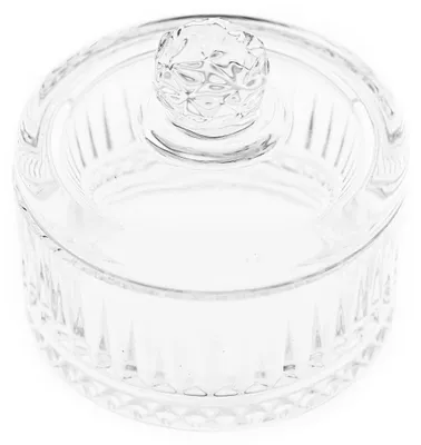 Image de Almina Elisa Coupe en verre avec couvercle Transparent avec design Riffle 105 x 100 mm