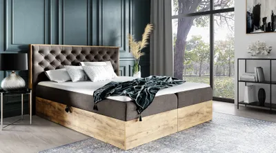 Obrázek produktu pro Boxspringová postel CHANTELLE 3 - 140x200, šedohnědá + topper