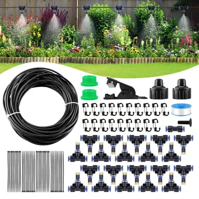 Produktbild von Nebelbewässerung Bewässerungsset Gartenbewässerung - 20 m - Messing Sprinkler - Außenkühlung