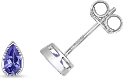 Productafbeelding van Oorbellen voor dames, witgoud 375/1000 met tanzaniet - 6mm * 4mm; TRS3142
