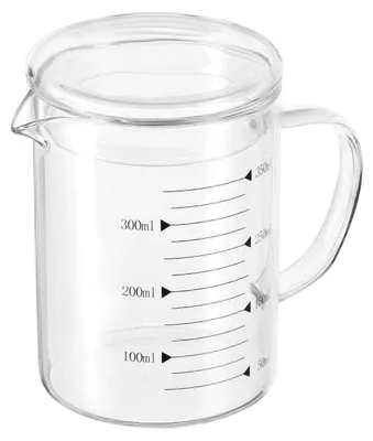 Obrázok produktu pre Sklenená odmerná nádoba 350 ml, vyrobená z borosilikátového skla, s odmerkou a výlevkou, čierna