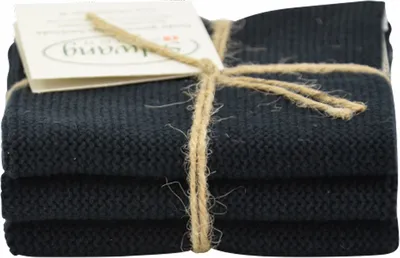 Produktbild von Solwang Wischtuch SCHWARZ gestrickt 3er Set Spültuch Küchentuch Putztuch Lappen
