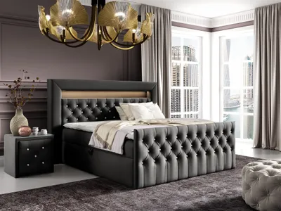 Produktbild von Boxspringbett Schlafzimmerbett SEVRA Nr.2 180x200cm in Elisa Velvet Anthrazit