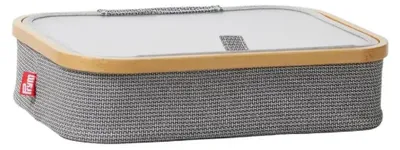 Aufbewahrungsbox Canvas & Bambus, anthrazit, 40x28x12 cm