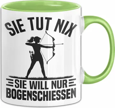 Produktbild von Bogenschützin Tasse Geschenk Bogenschießerin Geschenkidee Frauen Geburtstag Weihnachten Kaffee-Becher (Grün)