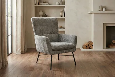 Produktbild von Moderner Sessel Breeze grau Polstersessel mit Metallbeinen für Wohnzimmer & Schlafzimmer