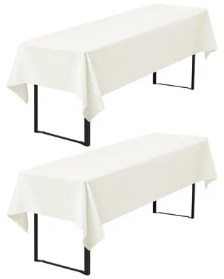 Produktbild von Biertischdecken 2er Set 260 x 110 cm Elfenbein Polyester blickdicht waschbar