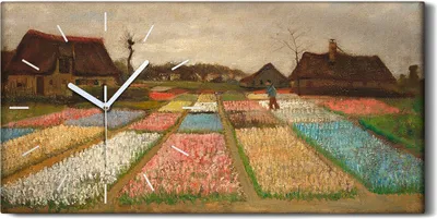 Produktbild von Wandbild Leinwand Bilder mit Uhr Geräuschlos Kunstdruck 60x30 Zwiebelfelder - weiße Hände