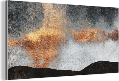 Obrázok produktu pre Nástenná dekorácia Kovový kovový obraz Wall Art 40x20cm Abstraktné - zlaté - elegantné - čierne - sivé Muchowow Hliníkové obrazy