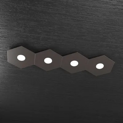 Immagine prodotto di Plafoniera Moderna Hexagon Metallo Marrone 4 Luci Led 12X4W