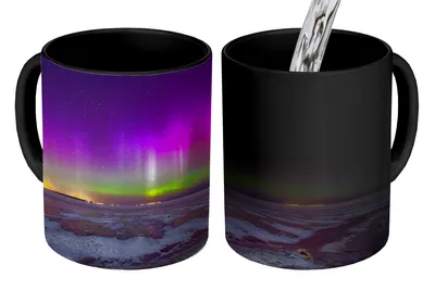 Obrázok produktu pre MuchoWow® Magický pohár Aurora - Zmrzlina - Fialová 350 ml Pohár na zmenu farby Darček Nápad na darček - Foto hrnček