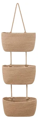 Produktbild von Hängender Aufbewahrungskorb - Baumwollseil - 3-stufiger Organizer - Kinderzimmer/Schlafzimmer - 36 x 8 x 20 cm - Landhausstil - Wandorganizer