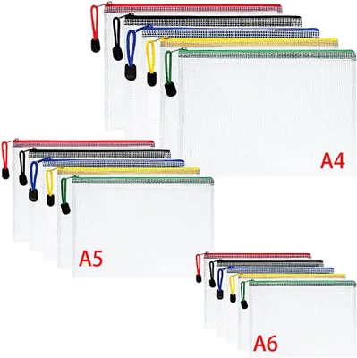 Productafbeelding van Vicloon Plastic opberghoezen - 15 A4 - - A5 - En A6 - Hoezen met ritssluiting