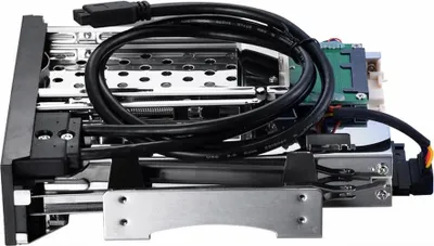 Zdjęcie produktu dla 5.25-calowa wewnętrzna obudowa na dysk twardy z dwoma gniazdami 2,5+3,5 cala SATA HDD/SSD Konstrukcja beznarzędziowa z 2 portami USB3.0 Zamki bezpieczeństwa (nie obejmuje dysku twardego)