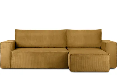Obrázek produktu pro Konsimo levá/pravá rohová pohovka s funkcí spaní s područkami "NAPI", žlutá, manšestrová látka, loft, 262x89x148cm
