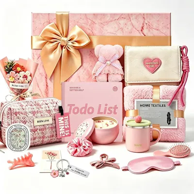 Produktbild von 19-teiliges Geschenkset für Frauen, Entspannung & Selbstpflege, Geburtstagsgeschenk, Pink