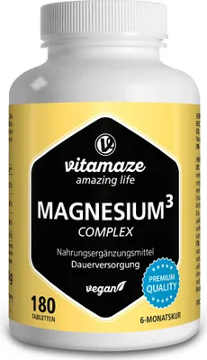Produktbild von Magnesium 350 mg Komplex Citrat/oxid/carbon.vegan 180 St