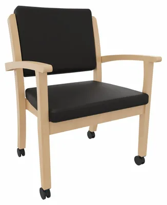 Produktbild von Schwerlaststuhl Alexander XXL auf Rollen – Stabiler Stuhl mit Armlehnen für Adipositas bis 250 kg.Stoffbezug:Kunstleder Soft Schwarz,Sitzhöhe:55,5cm