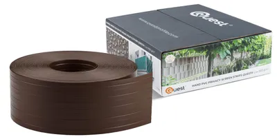 Immagine prodotto di Nastro per recinzioni in PVC QUEST da 10 cm, listello sottile per recinzioni a pannelli di alta qualità, 900 g/m², marrone RAL 8017