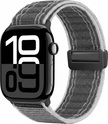 Produktbild von Smartwatch Armband für Apple Watch Series 11 42mm Nylon Textil Band Ersatzband Wechselband Magnetverschluss flexibel atmungsaktiv Grau