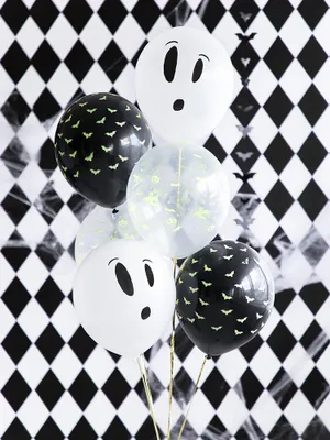Produktbild von Schwarzlicht Luftballons Neon 27cm schwarz weiß fluoreszierend 3er Set
