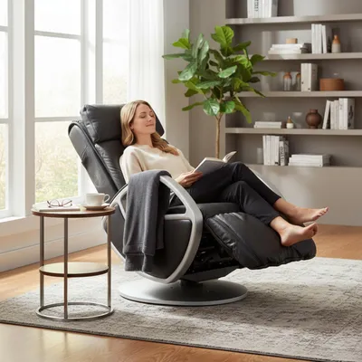 Produktbild von Massagesessel und Relaxsessel Keyton Space H10 Echtleder schwarz