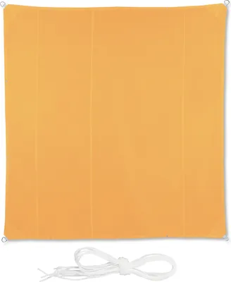Image de Relaxdays - Voile d'ombrage carrée, 5 x 5 m, hydrofuge, résistante aux UV, avec cordes de tension, terrasse, balcon, toile, jaune