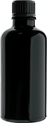 Image de Bouteille en verre noir de 30 ml avec bouchon noir 18 mm pas de vis 18/415