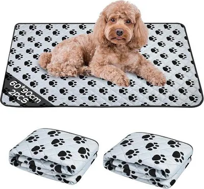 Productafbeelding van Wasbare Hondenonderlegger, 2 stuks, 60 x 90 cm, lekvrij en antislip, superabsorberend, herbruikbaar, snel absorberend, puppy