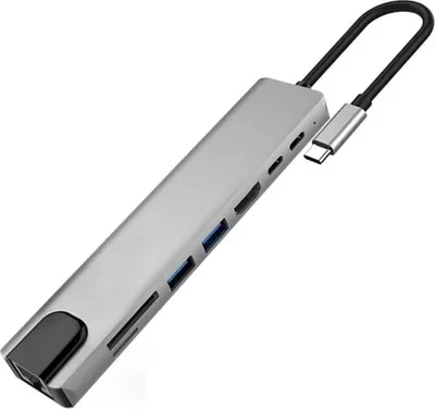 Obrázek produktu pro USB C Hub 8 v 1 Adaptér HDMI 4K USB 3.0 Micro SD RJ45 Ethernet Síť MacBook