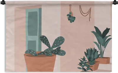 Produktbild von MuchoWow® Wandteppich Wandbehang Sommer - Pflanzen - Zuhause - Abstrakt 120x80 cm Tapisserie Dekoration Wandtuch - Wanddekorationen - Wandtücher