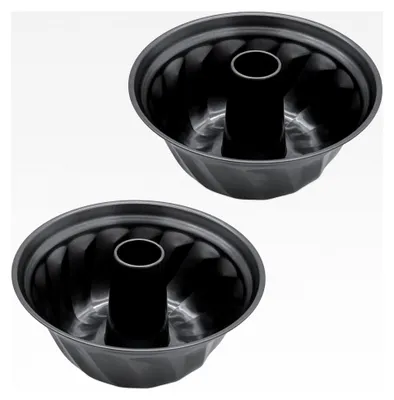 Produktbild von Gugelhupfform rund 26 cm dunkelgrau PFOA-frei - 2er Set - Napfkuchen Backform mit Antihaftbeschichtung
