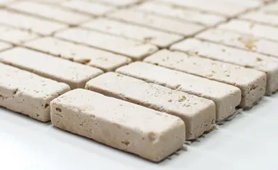 Produktbild von MOSANI Mosaik Handmuster, Travertin Naturstein, beige, ca. 6x10 cm, Rechteck, Indoor, nicht zum Basteln, Rückgabe ausgeschlossen, MOS43-46158_m