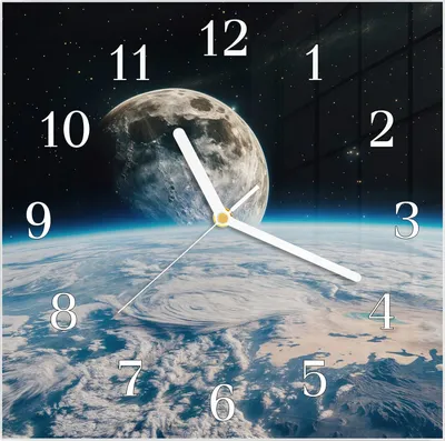 Produktbild von Wanduhr aus Glas mit Motiv Mondüberblick- 30 x 30 cm - inkl. Aufhängesystem