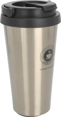 Imagen del producto de Taza térmica para café con tapa, de acero inoxidable, para llevar. Taza de café portátil, aislante, para el coche, color dorado, 500 ml