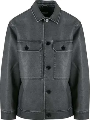 Image de Urban Classics Veste en cuir synthétique Homme Synthetic Vintage Leather Shirt Jacket noir S