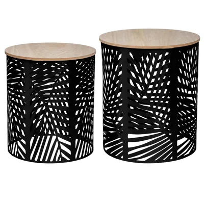 Produktbild von Atmosphera Créateur d'intérieur Korbtisch Kumi Metall MDF-Platte grau braun 30,5 cm x 38 cm