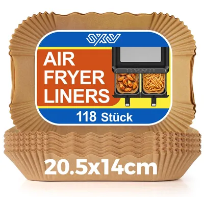Produktbild von Innsky Backpapier für Heißluftfritteuse 20,5x14cm 118 Stück Doppelkammer