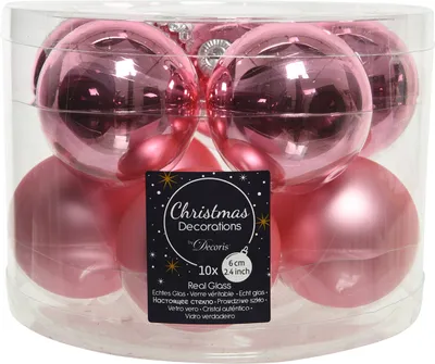Produktbild von Weihnachtskugeln Glas 6cm x 10 Stück - Lippenstiftrosa