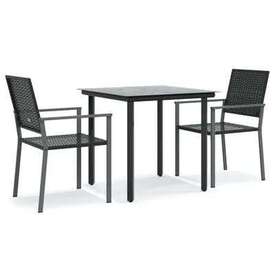 Produktbild von vidaXL 3-tlg. Garten-Essgruppe Poly Rattan und Stahl