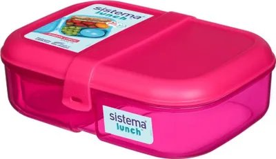 Produktbild von Sistema Drei-Kammer-Lunchbox mit Joghurtbehälter 1,1 l, rosa