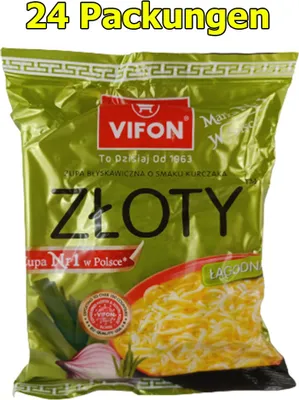 Produktbild von Vifon Zloty Instant Nudeln mit Hähnchenfleischgeschmack 24er Pack (24 x 70g)