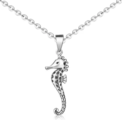 Produktbild von MATERIA by Matthias Wagner Seepferdchen Kettenanhänger 925 Sterling Silber Oxidiert wahlweise mit Halskette KA-328
