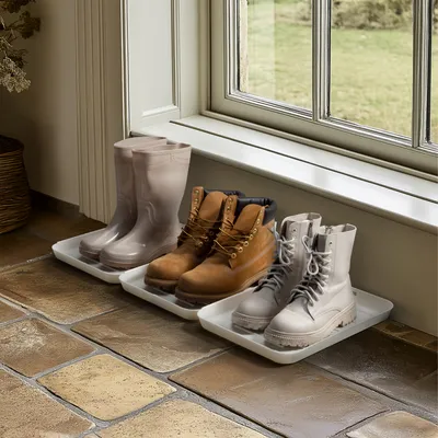 Produktbild von Navaris 3x Schuhablage klein - Schuhablagen Abtropfschale - Schuhabtropfschale Plastikwanne flach - Schuhmatte Abtropfmatte - Schuhschale Schuh