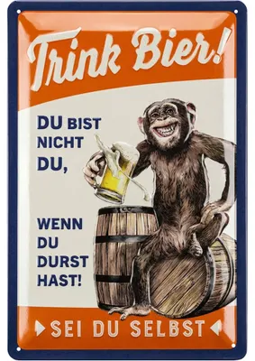 Produktbild von LANOLU Retro Blechschild BIER lustiges Sprüche Metallschild, Geschenk für Männer Kneipen Partykeller Dekoration Werkstattschild 20x30cm