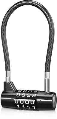 Zdjęcie produktu dla Zamek szyfrowy 4-cyfrowy, stalowy, 5 mm, 175 mm, do walizek i szafek