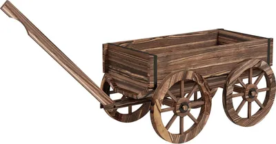Immagine prodotto di Fioriera In Design Carrello In Legno, Carrello Per Piante Con Maniglia, Regge Fino A 30 Kg, Per Giardino E Terrazza, Carbonizzato